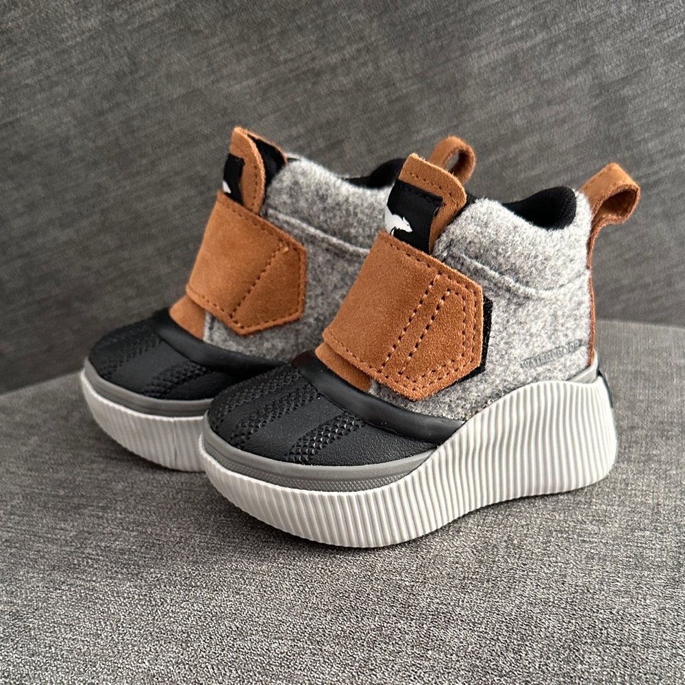 Sorel Kids Boots in Black, Gray, and Tan